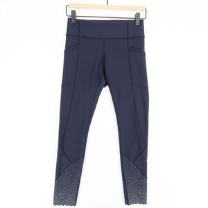 Lululemon Tight Stuff Tight II Womens 4 Navy Blue Zip Rear Pocket‎